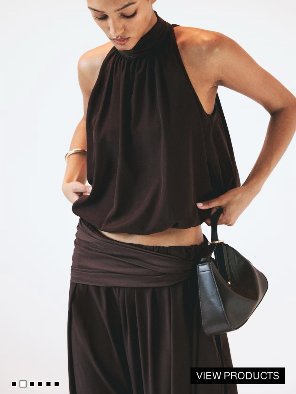 New h&m bubble hem halter neck top
